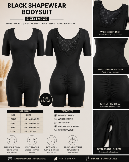 BLACK SHAPEWEAR BODYSUIT